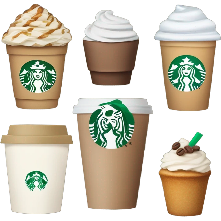Different Starbucks emojis emoji