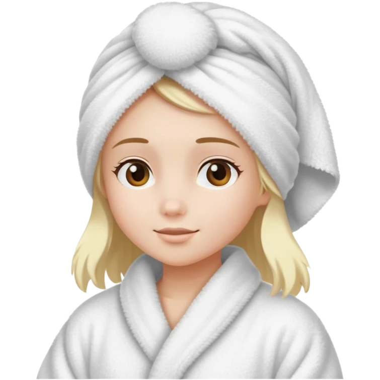 clean girl with towel on head and wearing fluffy robe emoji