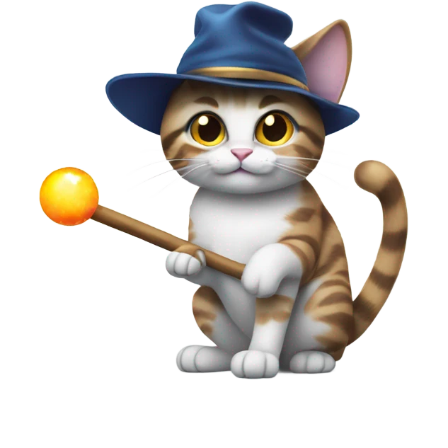 
Cat in a cap with a magic wand in its paw emoji
