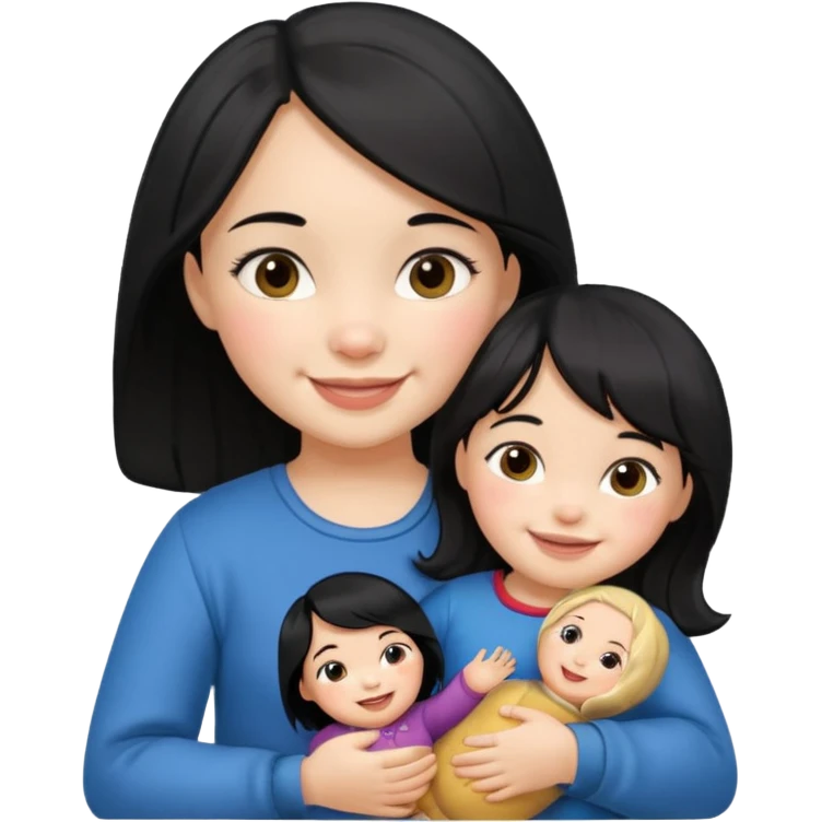 Toddler black hair girl – holding a russia doll emoji