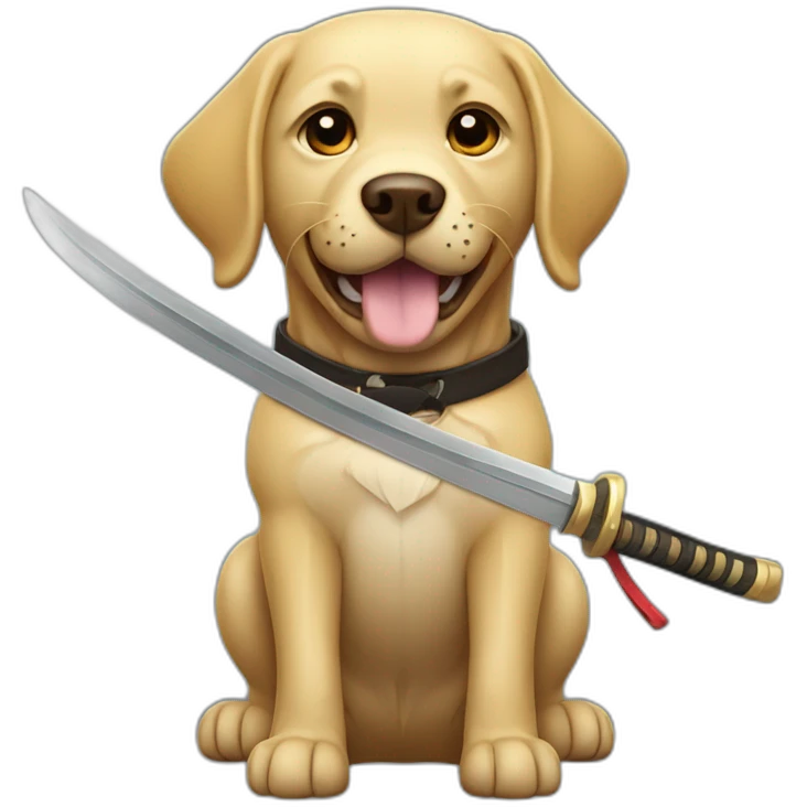 Labrador dog with katana emoji