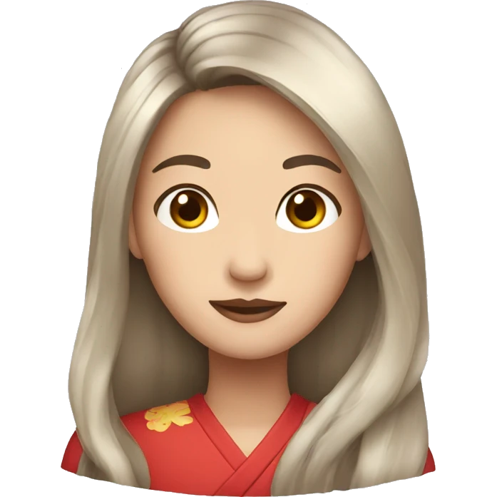 chinese woman, long hair, confident look emoji