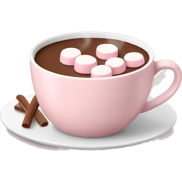 Light Pink mug of hot chocolate with marshmallows  emoji
