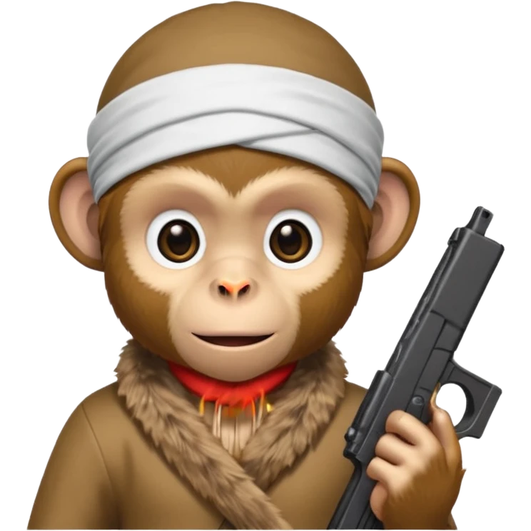 Monkey wearing a dorag and holding a glock emoji