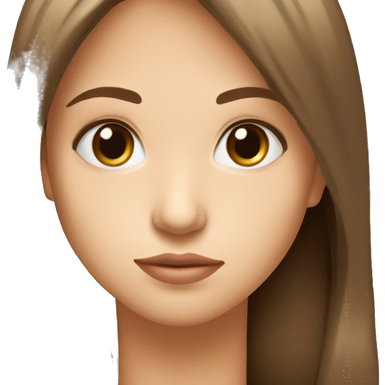 brown hair loose hair long hair white face straight nose pretty face emoji