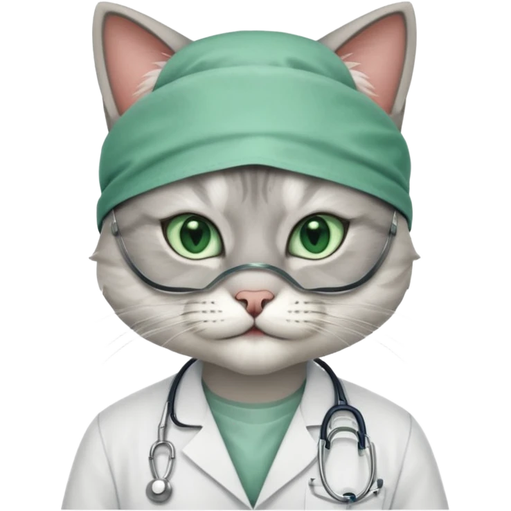 doctor cat, white surgeon mask emoji