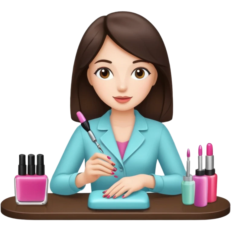 Brunette Girl getting a manicure at nail salon emoji