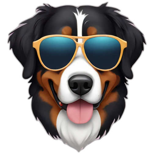 Bernese Mountain Dog wearing retro sunglasses emoji