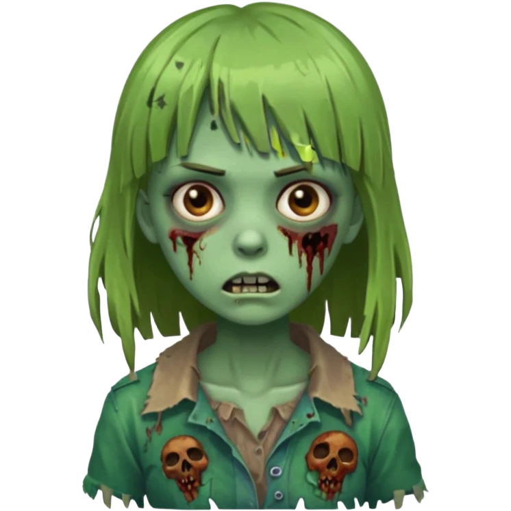 Zombi menina com franja emoji