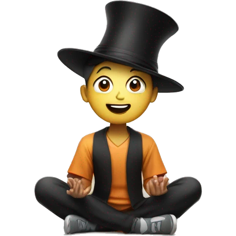 A happy kid meditating with a magician hat emoji