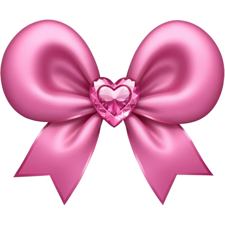 sparkly pink bow with a heart in the center emoji
