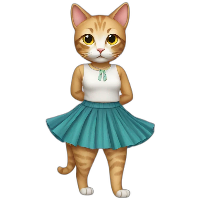 Cat with skirt emoji