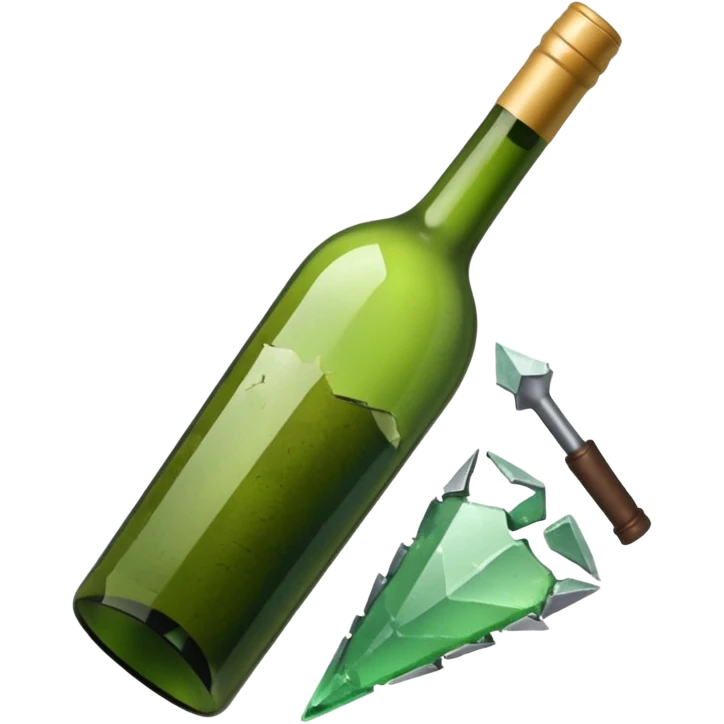 green wine bottle used as a weapon, broken on one end and sharp emoji