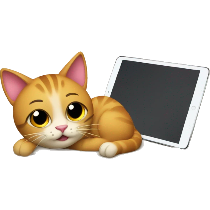 cat on a pile of papers and ipad emoji