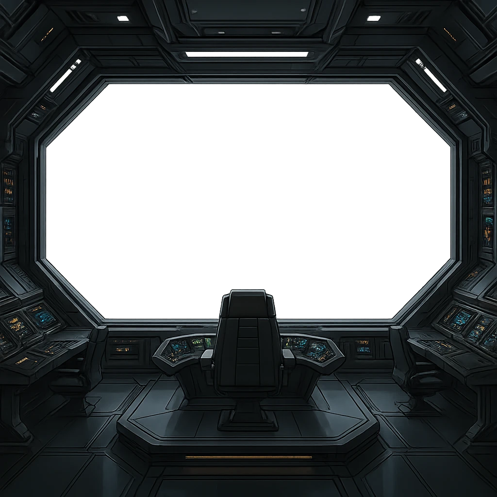 a sophisticated starcruiser command deck viewing port, the viewscreen is alpha-transparent emoji