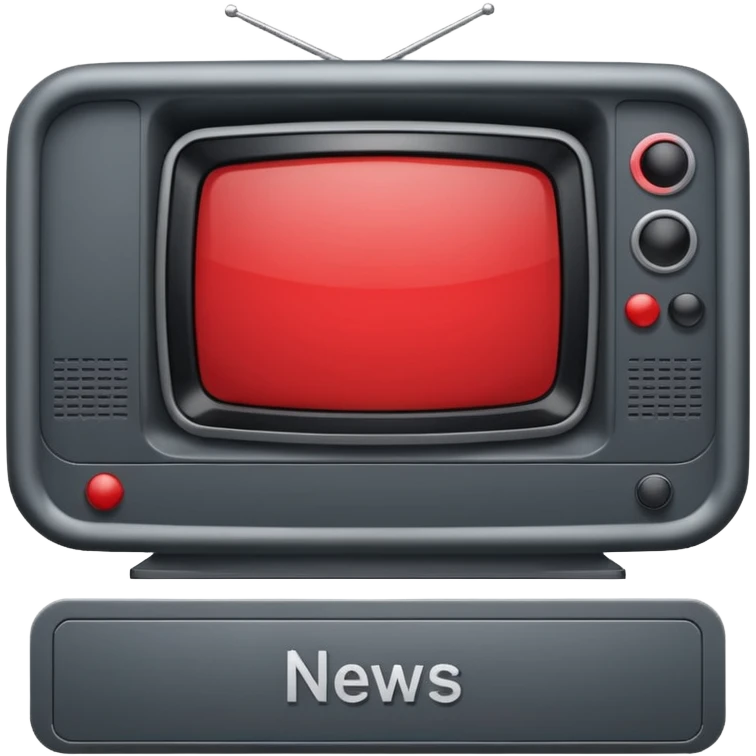 Create a baseboard to display the news headline and the interviewee's name, in a television style, using dark gray and red. In one corner, include a rounded space for the media outlet's logo. emoji