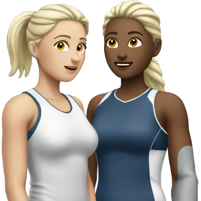 2 white skin woman in sportswear talking to eachother emoji