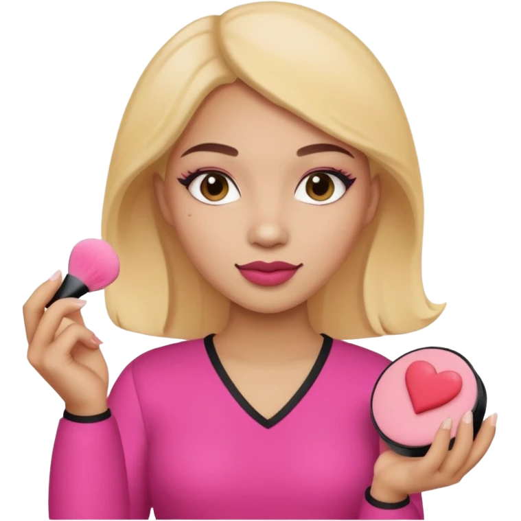 Light skin female holding makeup blush sponge in left hand  emoji