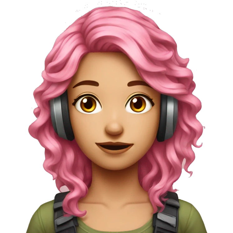 gamer girl wavy pink hair with glass emoji