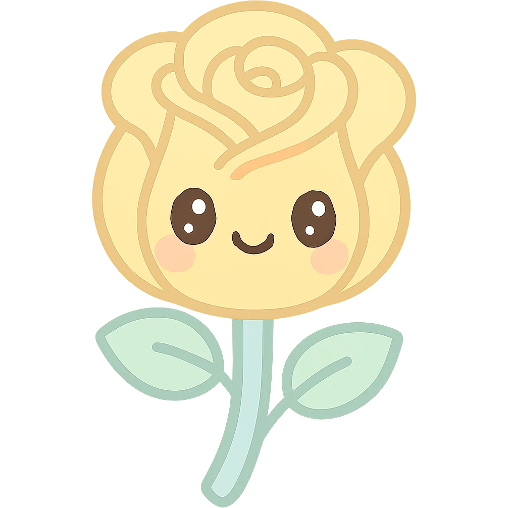 gold rose kawaii style emoji