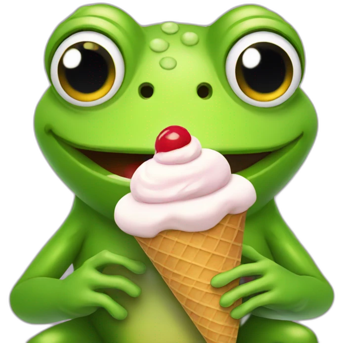 Frog eating an ice cream emoji