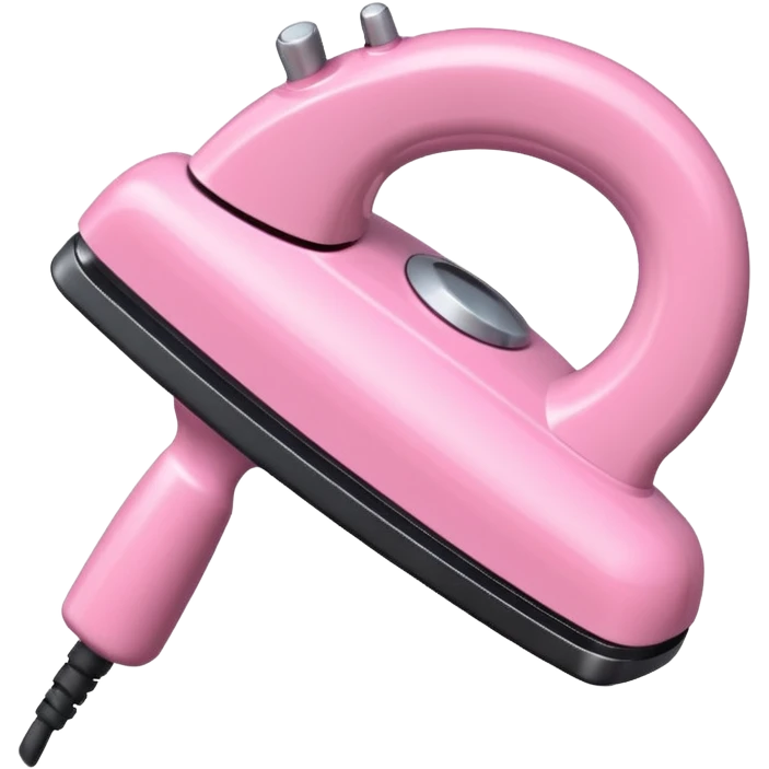 A baby pink hair iron in iOS emoji style, 3D icon, plastic texture, soft reflection, minimalist design. emoji