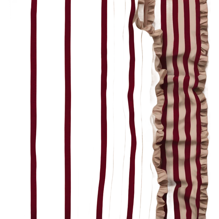 Dark Red beige striped Bed linen with ruffles emoji