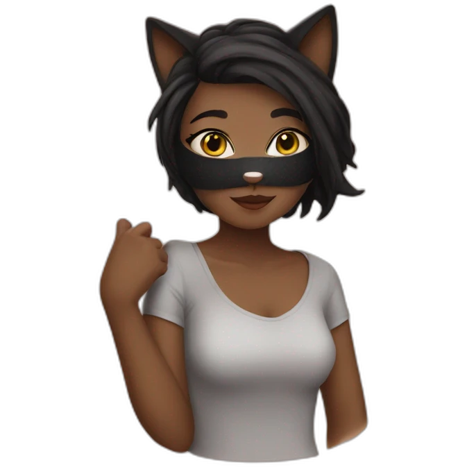 wonderful girl in cat mask emoji