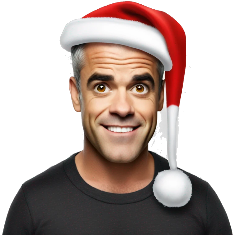 robbie williams with santa hat emoji