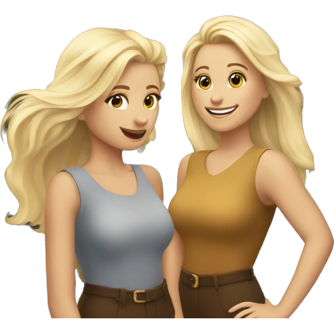 Three women, two blonde, one brunet lookinng  at the tower smiling and hapy emoji