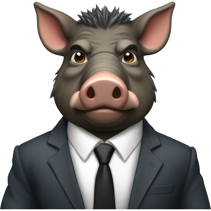 Cool boar in a business suit emoji