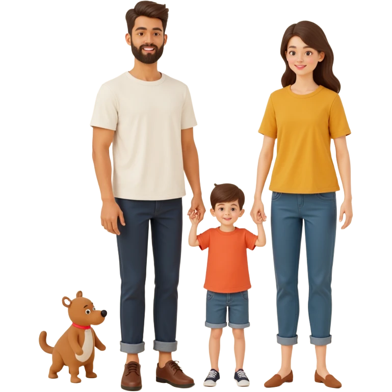 2d flat front view of a family of 3, dad, mom, child front center emoji