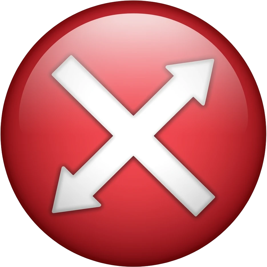 Red filled circle with white X and arrow end points on the X, CCTV in the centre emoji