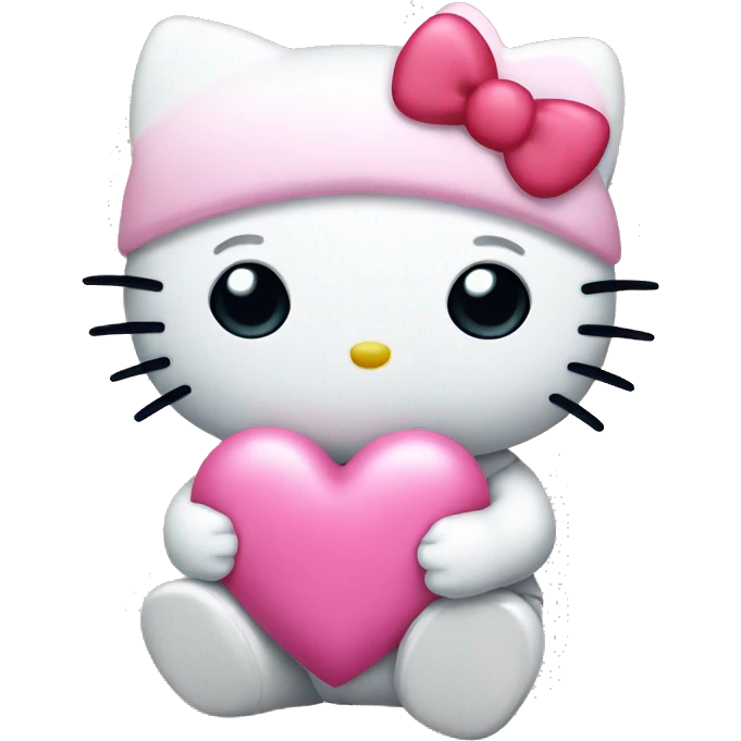 Hello kitty holding pink heart emoji