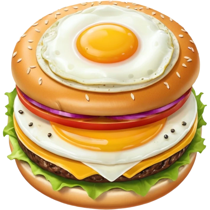 Burger with double smash meat, onion, eggs Fried Sunny Side Up emoji