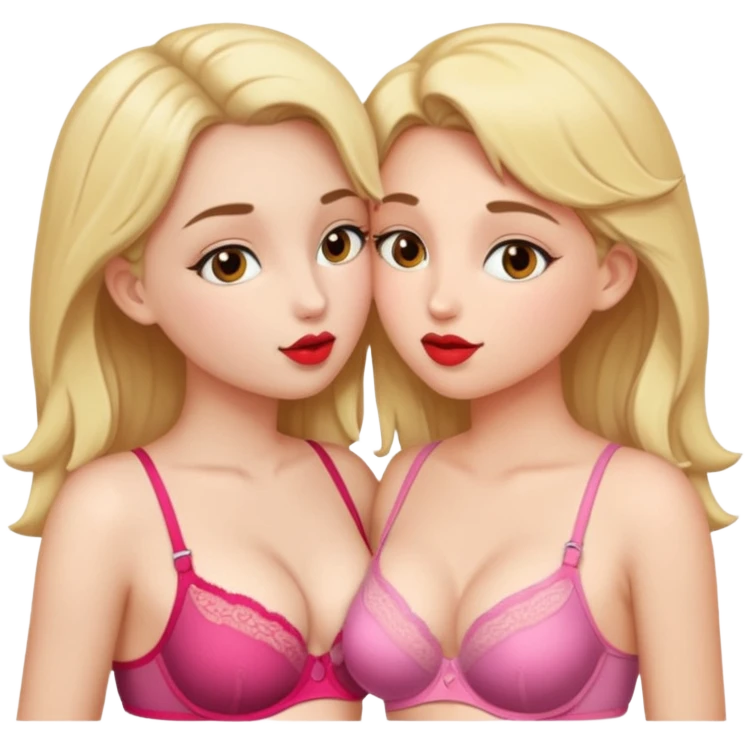 2 girls in bras making out emoji