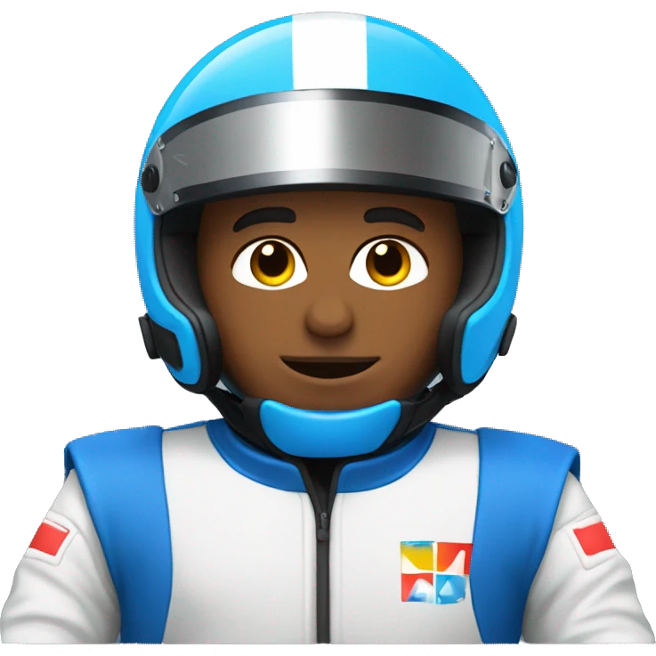 Kart driver with blue helmet  emoji