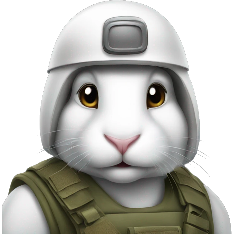 white Rabbit with military helmet emoji