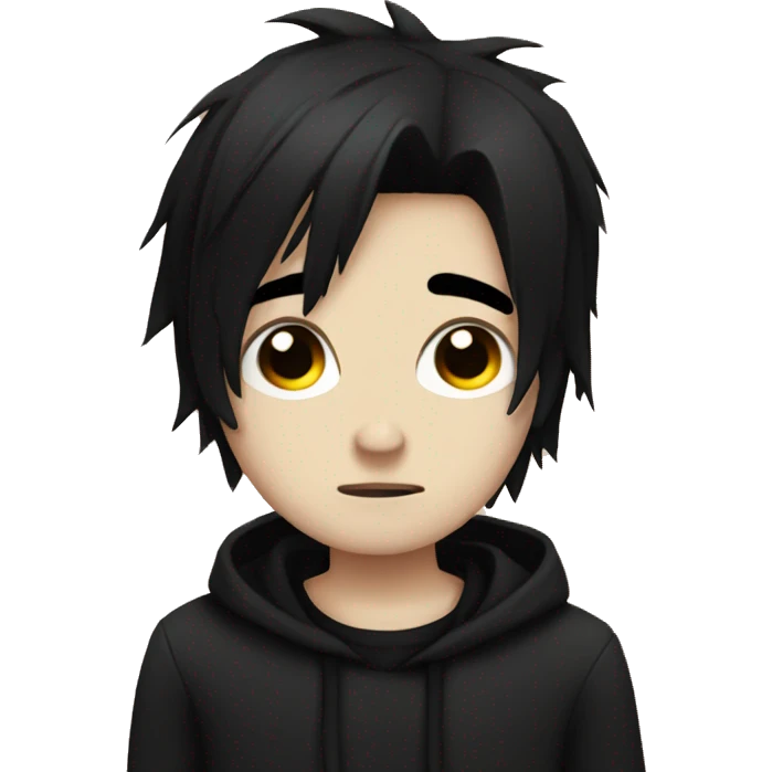 Emo boy with black hair sad and tear  emoji