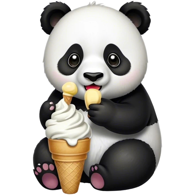 Panda eating ice cream emoji
