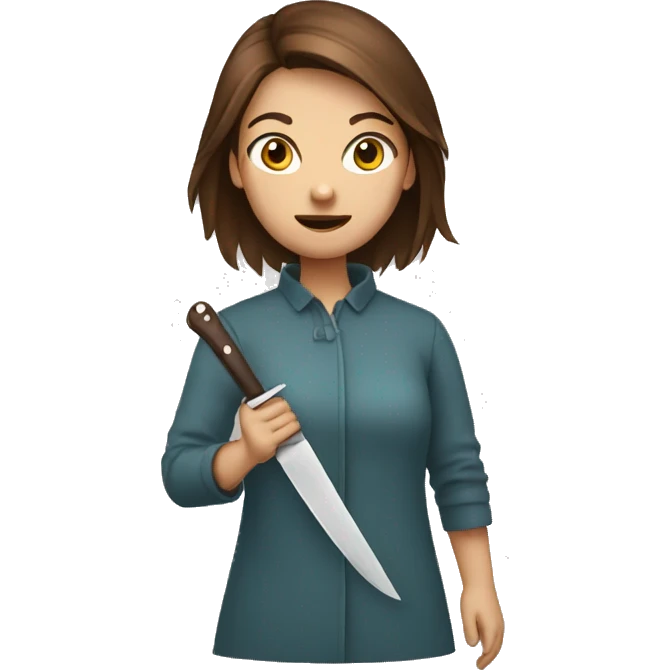 brown hair girl holding knife emoji emoji