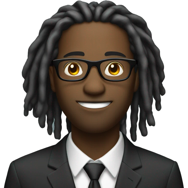 black male with suit with dreadlocks with glasses emoji