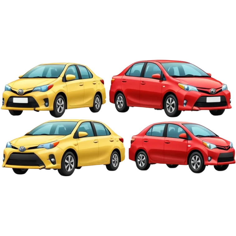 group of four Toyota cars emoji style emoji
