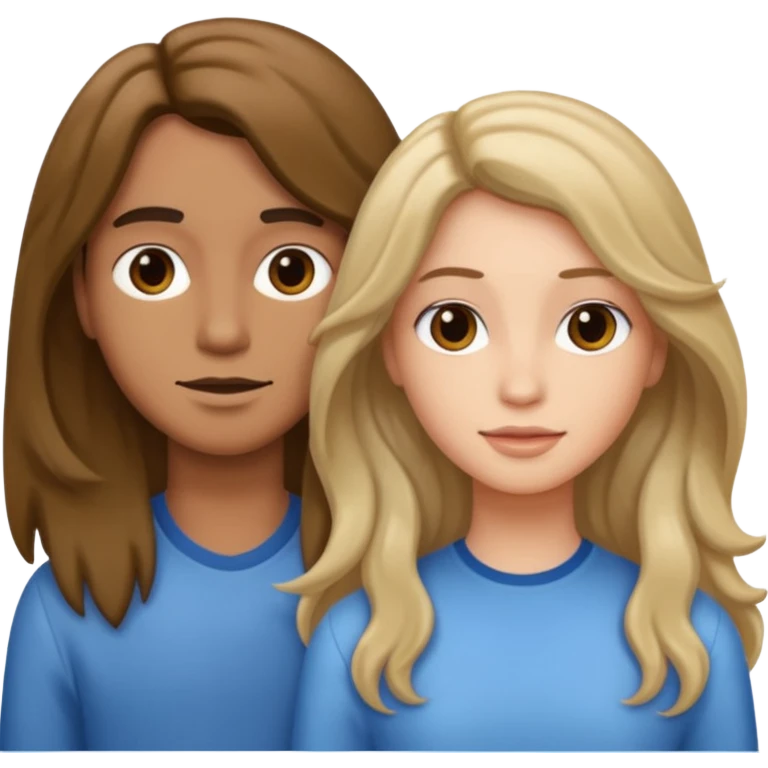 Longer wavy hair for one and straight for the other emoji