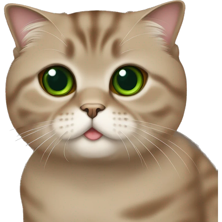 Brown scottish fold cat with green eyes  emoji
