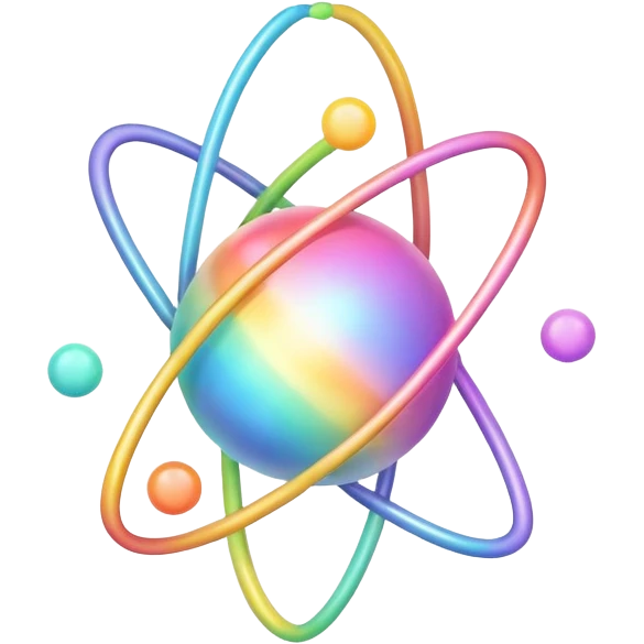 Pastel rainbow atom emoji