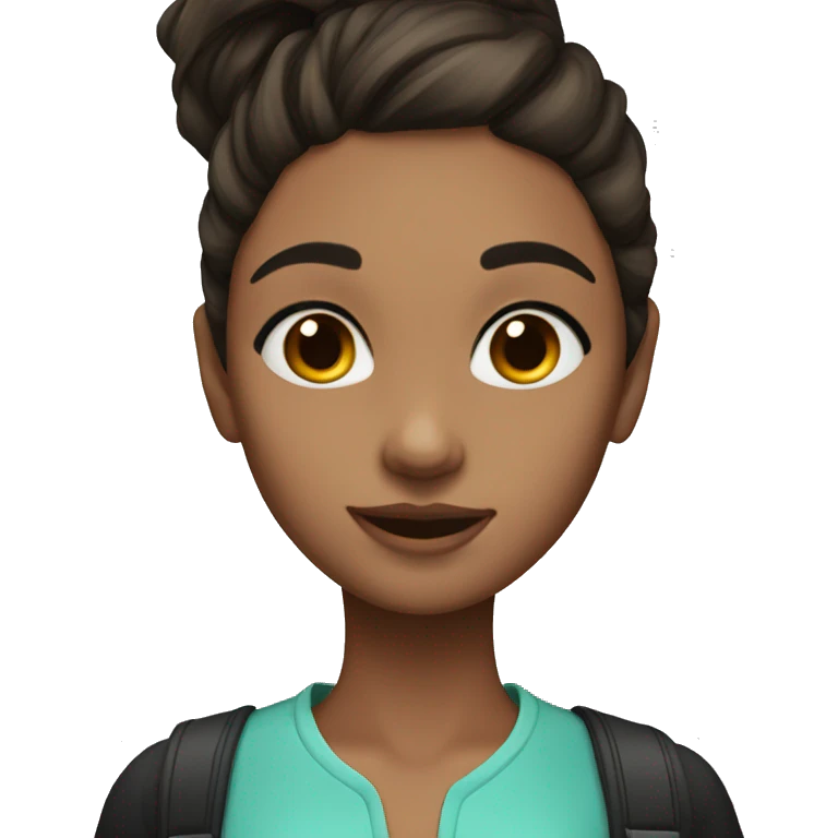 Girl with dark brown hair and dark brown eyes with her hair in a high ponytail emoji