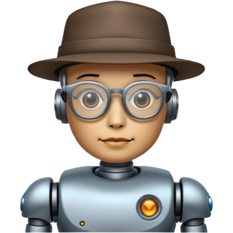 glasses robot with hat and tattoo emoji