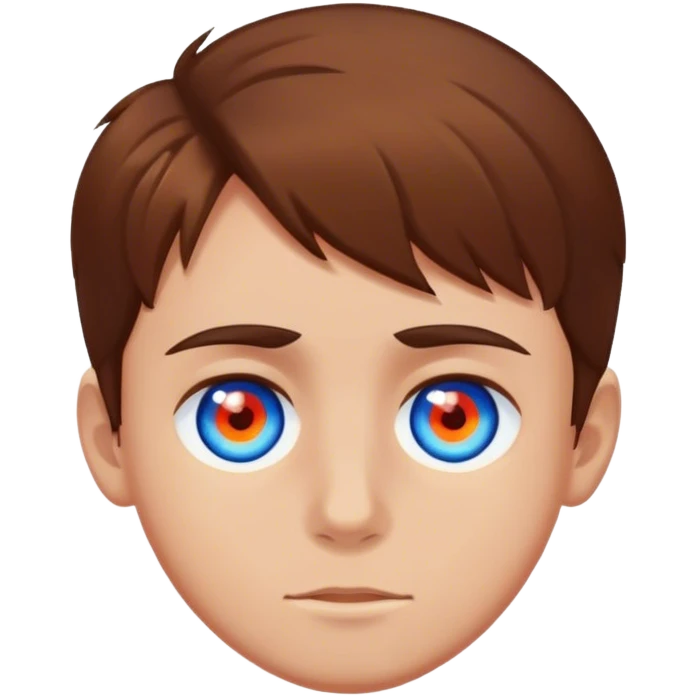Boy black shirt with a red N in the middle brown hair black hair backwards blue eye and one orange  emoji