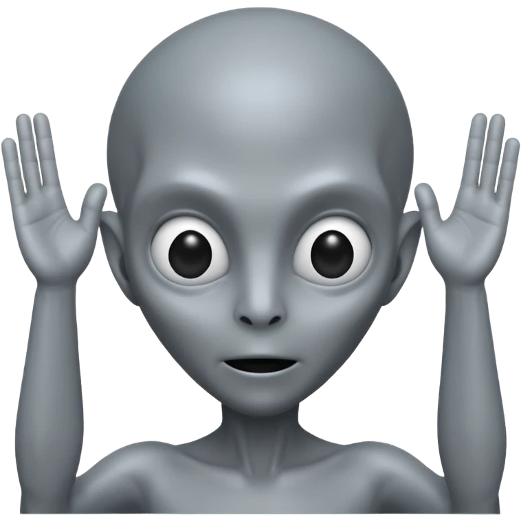 fullbody handsup gray alien emoji